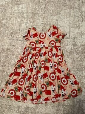 Weiwei Toddler Red & Cream Short-Sleeve Patterned Dress size 5/6T